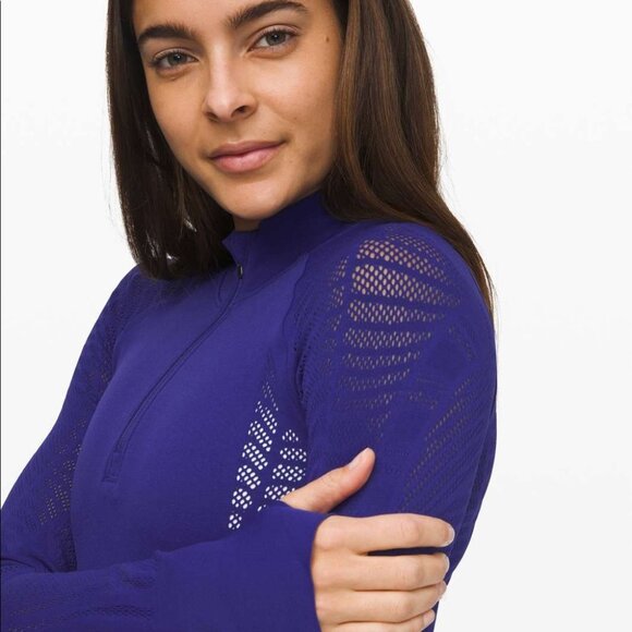 NWT Lululemon Aurora 1/2 Zip Reveal Larkspur Blue Rare New Sweater Top 6 - Picture 6 of 6